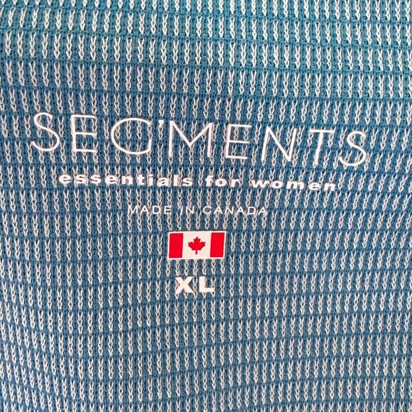 SEGMENTS Tencel Tunic V Neck 3/4 Sleeve Curved Hem Ribbed Texture Delphinium XL - Picture 5 of 7